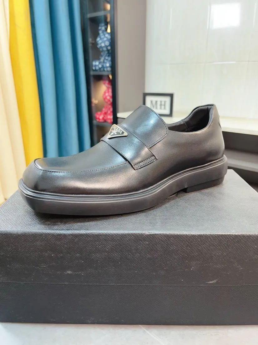 Men's shoes 💰540🌹🌹【PRADA Leather Shoes】Top purchasing agency Original imported Italian custom-made open-edge beaded cowhide leather surface, fully imported water-dyed breathable cowhide lining, original factory special molded sole super comfortable, size: 38-44